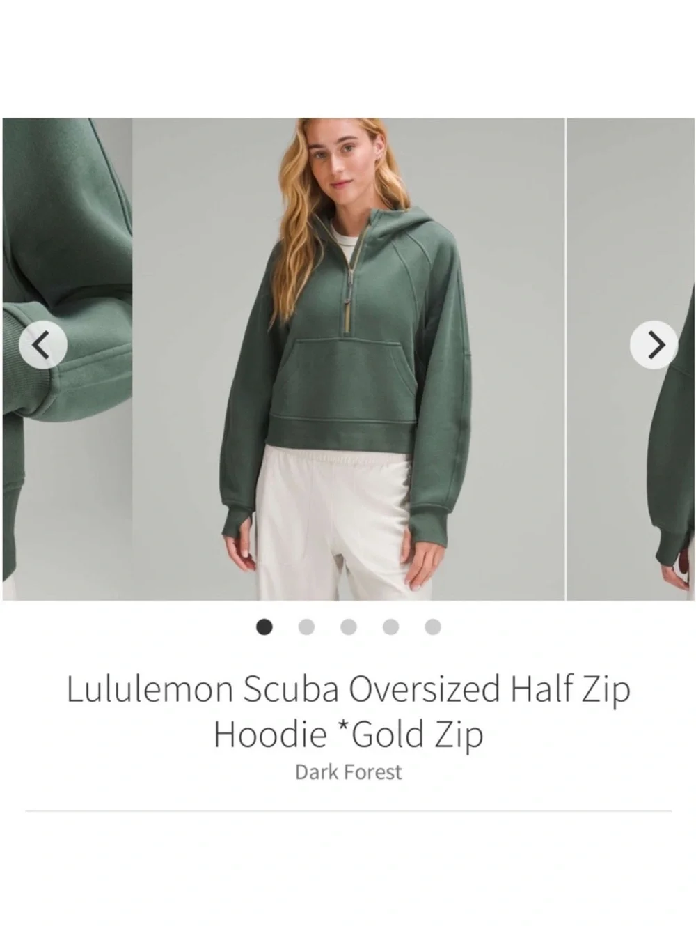 Lululemon Scuba Oversized Half Zip Hoodie Jacket *Gold Zip Dark Forest Sz M/L